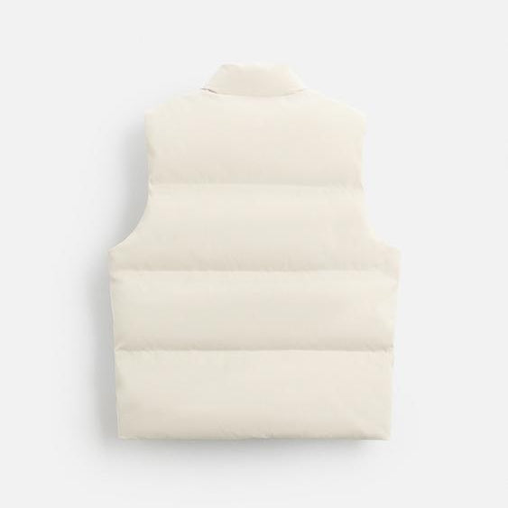 WHITE SLEEVELESS DOWN JACKET